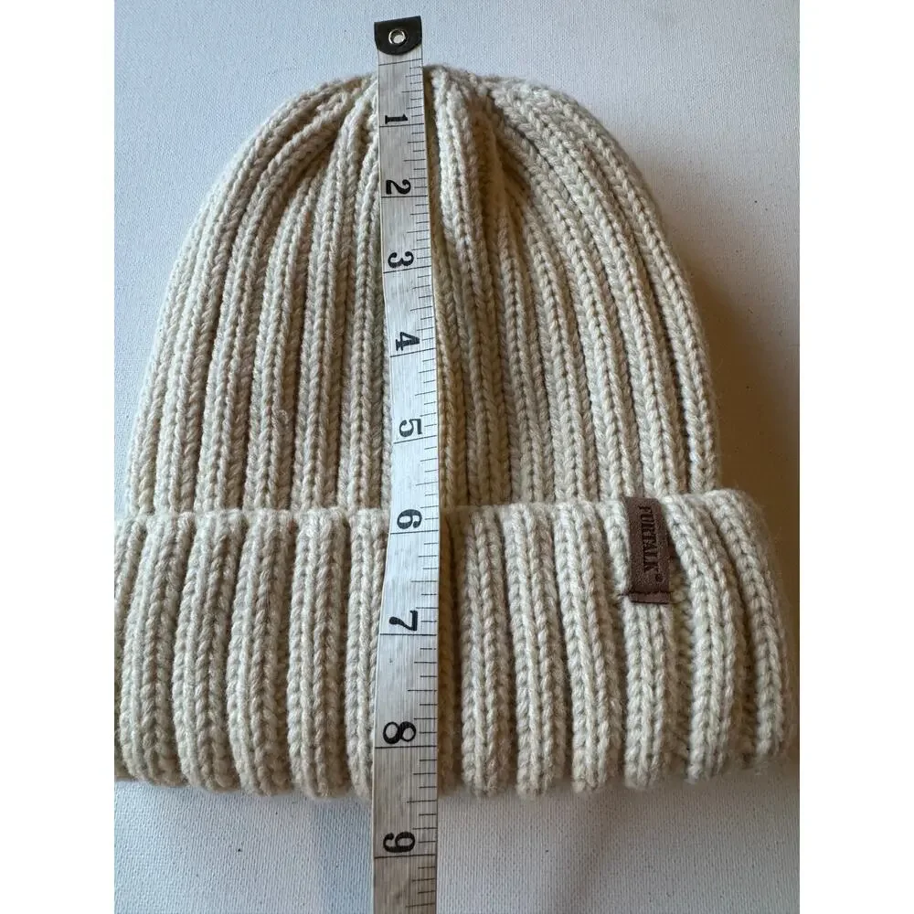 FURTALK Cream Ribbed Knit Beanie Hat  Winter Acrylic One Size